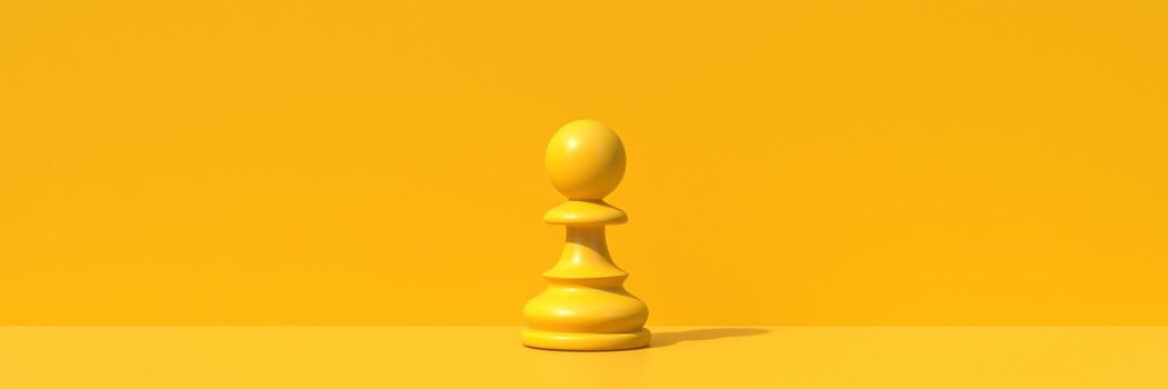 Yellow chess pawn 3D rendering illustration isolated on yellow background