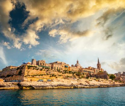 view on Valletta with its architecture from the sea
