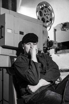 projectionist at work in the room projectionist