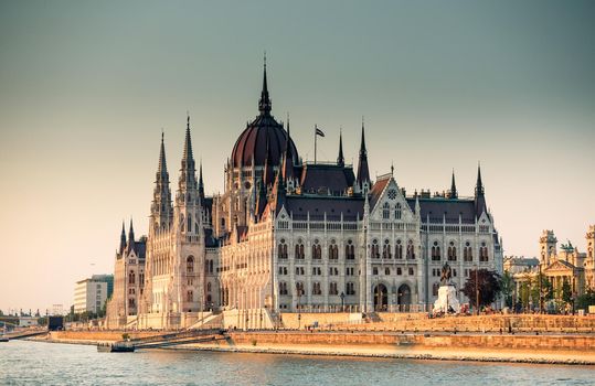 view on Hungarian Parliament from the Danube river