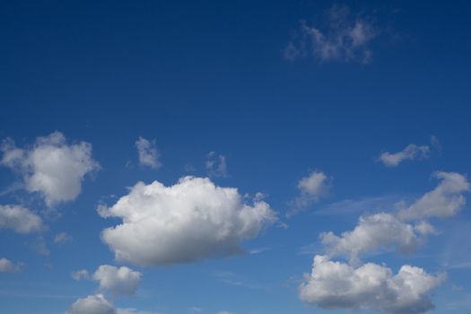 Blue summer sky white cumulus clouds background -image