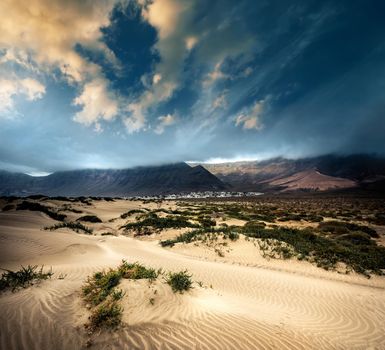 beautiful desert mountain landscape on the island of Lanzarote