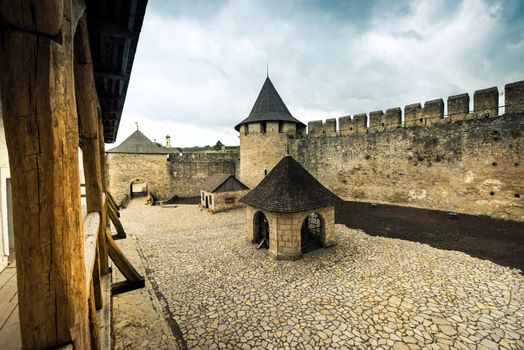 inside yard with buildings of Khotyn Fortress