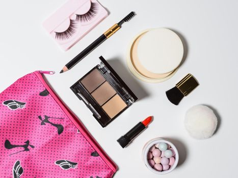 Cosmetics set isolated on a white background.