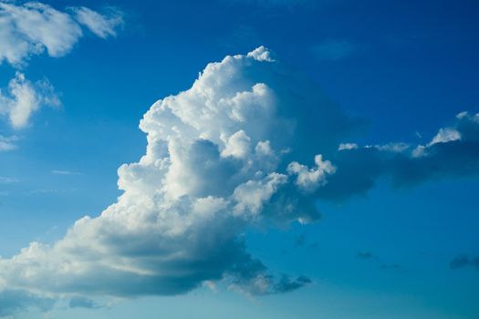 Beautiful vast blue sky with amazing cloud background. Elements of nature.