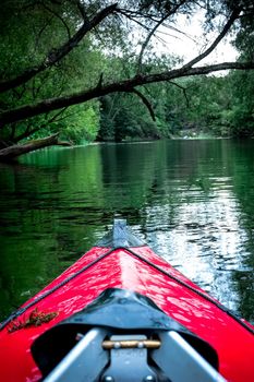 boat nose on a calm river background