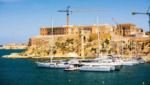 picturesque view on Triq Marina port in Kalkara of Malta