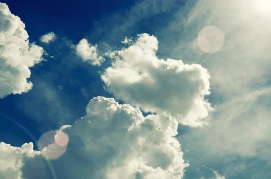Incredibly wonderful lush cumulus clouds against a blue sky - Image