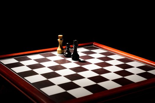 chessboard in the dark. stalemate the white king from a pawn.