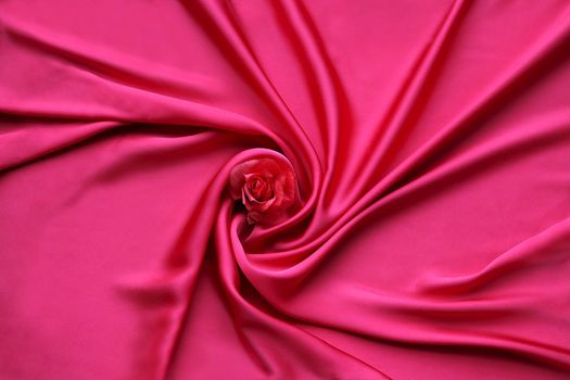 Red Silk And Rose Petals. rose on a silk abstract. Valentines day with copy space for add text.