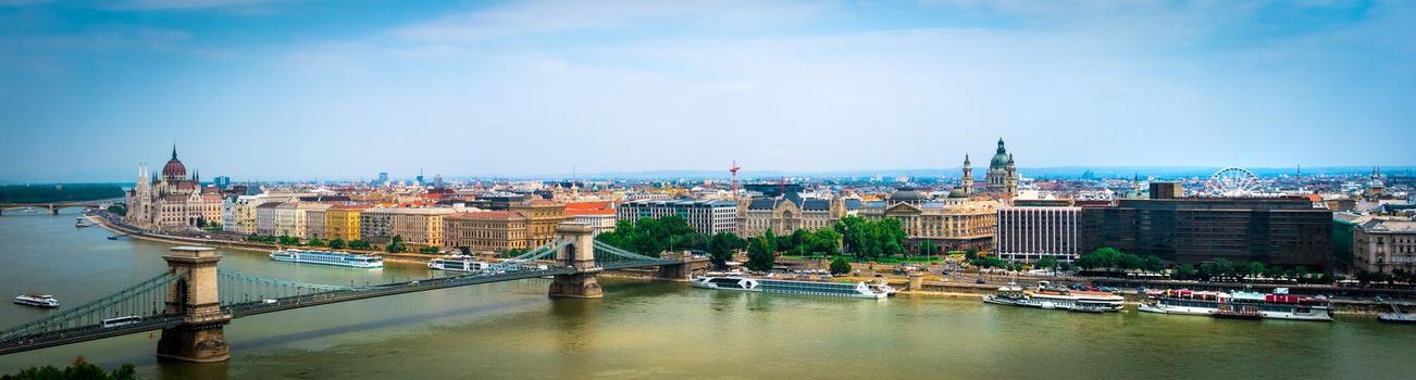 panoramic picturesque view on Budapest and Danube
