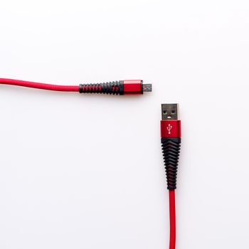 Red wire USB micro BM. Charging and connection cable - image