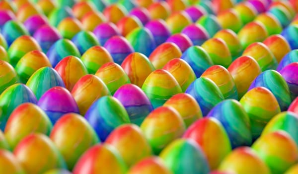 Lots of Easter eggs, 3D rendering illustration.