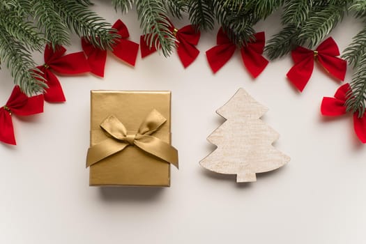 Christmas composition. Christmas gifts, Flat lay, top view.