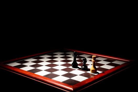 chessboard in the dark. pat white king from the pawn.