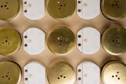 Speakers or microphones from vintage phones in paper stencil