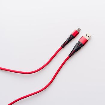 Red wire USB micro BM. Charging and connection cable - image