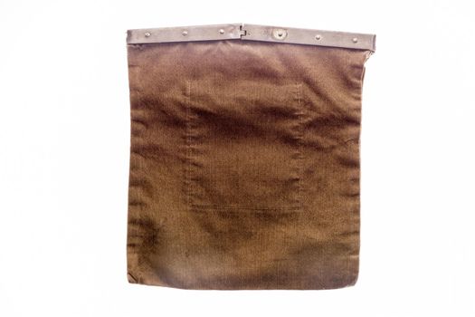 Vintage deposit money coin bag isolated on white background