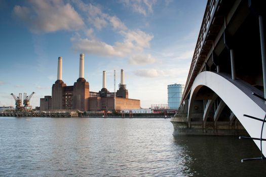 The River Thames Battersea Power Station and Grosvenor Rail Bridge