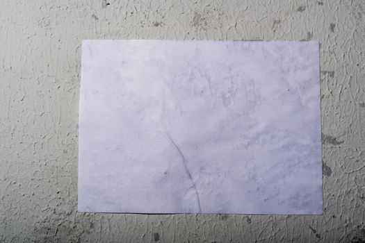 Wet white paper glued to the wall. Wet paper texture. - image