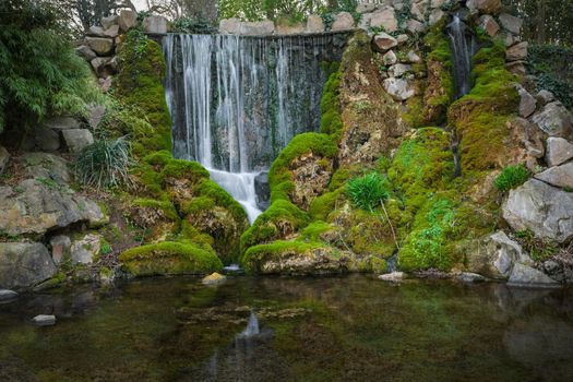 Waterfall in the park long exposure