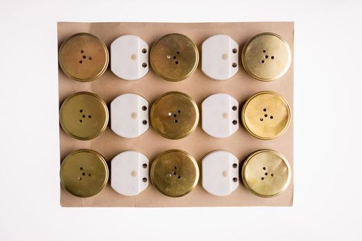 Speakers or microphones from vintage phones on a white background. - image