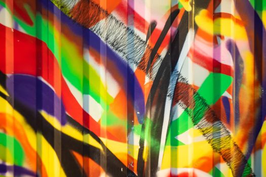 Unfocused abstract pattern on an iron fence - image