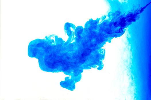Cloud of ink in water isolated on white. Color of the year 2020. - image