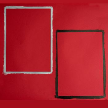 Black and white frames painted on paper with oil paint - image
