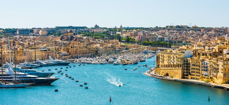 beautiful panoramic view on Valletta from the sea in Malta