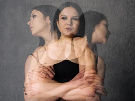 Woman with split personality suffers from schizophrenia - disease concept