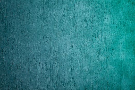 Beautiful Abstract Grunge Decorative Light Blue Cyan Painted Stucco Wall Texture. Handmade Rough Winter Christmas Paper Wide Background With Copy Space