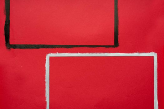 Part of Black and white frames painted on paper with oil paint - image