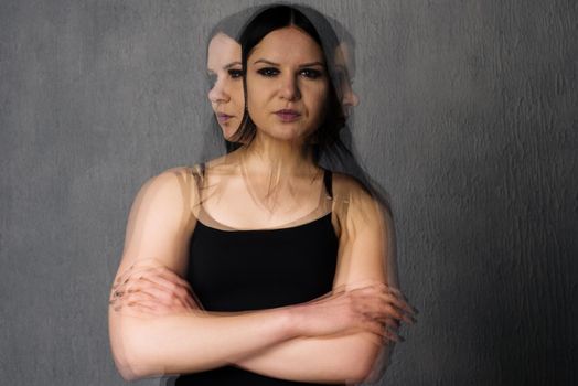 Woman with split personality suffers from schizophrenia - disease concept