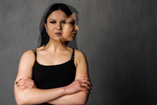 Woman with split personality suffers from schizophrenia - disease concept