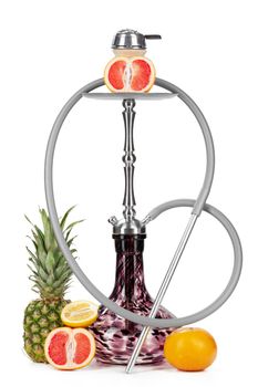 Hookah with fruits isolated on white background