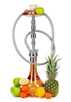 Hookah with fruits isolated on white background