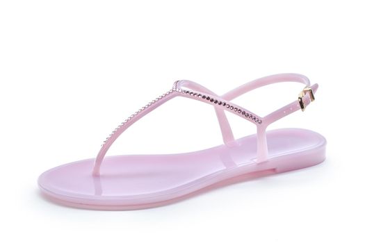 Female summer flat shoes isolated on white background
