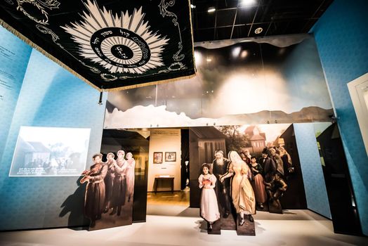 Warsaw, Poland - March 08, 2015: Interior Museum of the History of Polish Jews, built in years 2009-2013, documents the millennial tradition of Jews in Poland in Warsaw