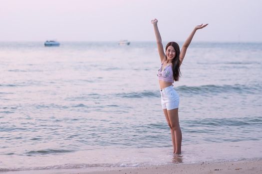 portrait of woman enjoy on the sea beach