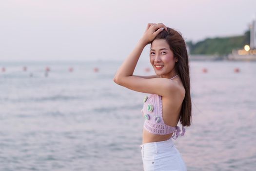 portrait of woman enjoy on the sea beach