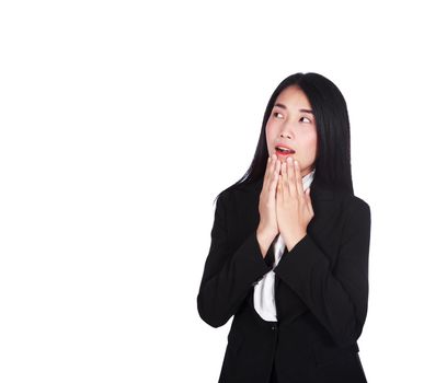 surprised business women in suit isolated on a white background