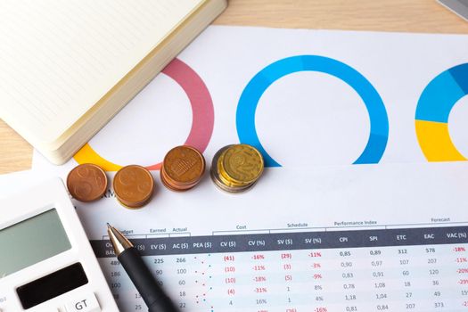 Financial accounting stock market graphs analysis close up