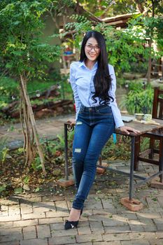 portrait of beautiful woman in the garden