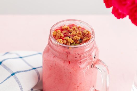 Breakfast parfait with homemade granola and yogurt