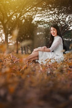 portrait of beautiful woman in the park