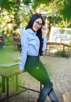 portrait of beautiful woman in the garden