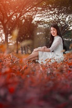 portrait of beautiful woman in the park