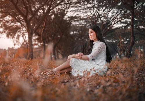 portrait of beautiful woman in the park