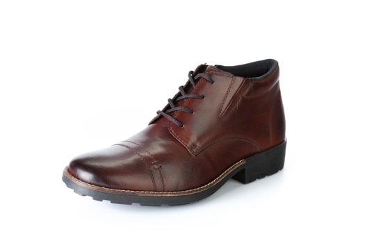 Brown formal male leather shoes isolated on white background